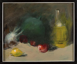 NATURA MORTA CON FIASCO GIALLO - STILL LIFE WITH YELLOW CHIANTI BOTTLE