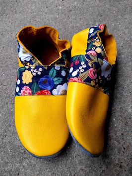 Chaussons BABOUCHES ADULTES "Jaune flowers"