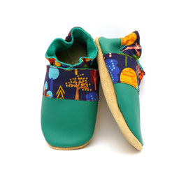 Chaussons BABOUCHES "Turquoise arbres"