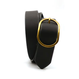 Ceinture Noire boucle ovale  Bronze 3cm de largeur