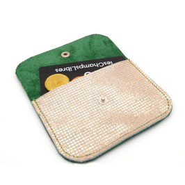Porte Carte Vert et Blanc petits rectangles dorés