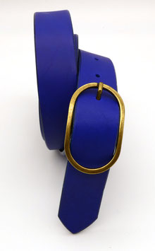 Ceinture Bleu éléctrique boucle ovale  Bronze 3cm de largeur