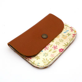 Porte Carte Cognac doré petites fleurs