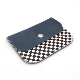 Porte Carte Bleu Damier Noir Blanc