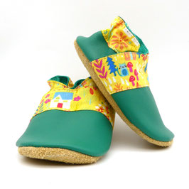 Chaussons BABOUCHES "Turquoise maison chat"