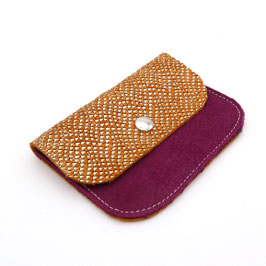 Porte Carte Fuschia et Orange Doré ecailles