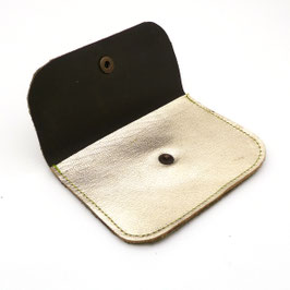Porte Carte Kaki Velours et Doré