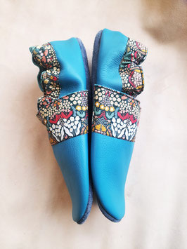 Chaussons BABOUCHES ADULTES "Bleu Doux muguet"