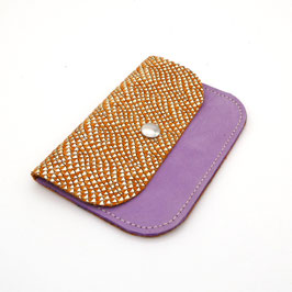 Porte Carte Lila et Orange doré ecailles