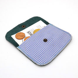 Porte Carte Vert et Bleu Blanc Pied de poule