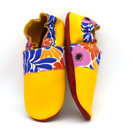 Chaussons BABOUCHES ADULTES "Jaune Fleurs"