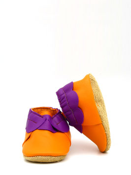 Chaussons BABOUCHES "Lutin Orange Violet"