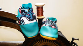 Chaussons BABOUCHES "Turquoise licorne "