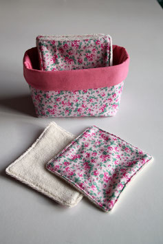 Lingettes réutilisables en coton BIO Bouquet floral rose