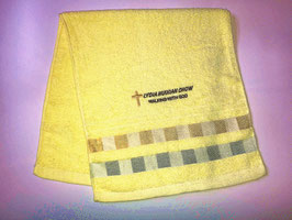 Checkered Fashion Soft  Cotton Embroidery  Bath Towel 28 * 13 inches ( Yellow ) 方格时尚柔软纯棉刺绣浴巾 28* 13英寸（黄色）