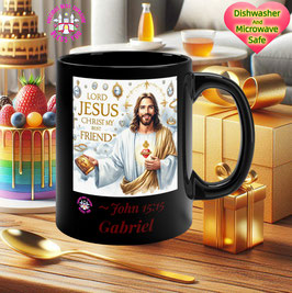 主耶稣基督的读圣经马克杯11盎司黑色基督教马克杯礼品 Lord Jesus Christ Read Bible Mug 11oz Black Christian Mug Gift