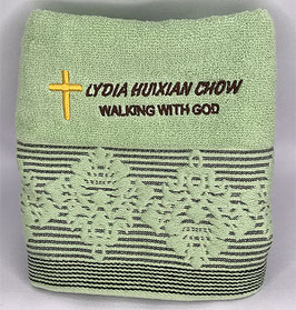European Flower Fashion Soft  Cotton Embroidery  Bath Towel 27.5*12.75 inches (Green) 欧洲花时尚柔软纯棉刺绣浴巾 27.5* 12.75英寸(绿色）