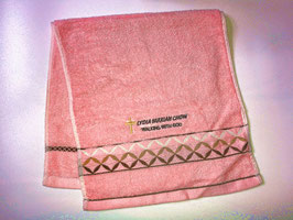 Jacquard Rhombus Fashion Soft  Cotton Embroidery  Bath Towel 28 * 13 inches( Pink ) 提花菱形时尚柔软纯棉刺绣浴巾 28* 13英寸（粉色）