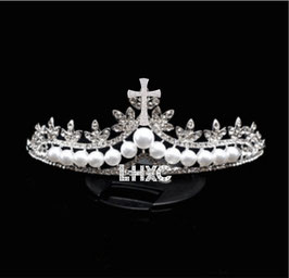 LHXC Pearl Crown Necklace Earrings  Three Piece Bridal Accessories   LHXC 珍珠皇冠项链耳环 新娘饰品三件套