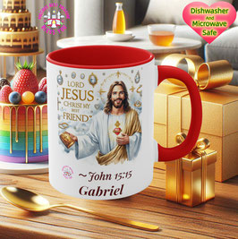 主耶稣基督读圣经马克杯11盎司五色基督教马克杯礼品 Lord Jesus Christ Read Bible Mug 11oz Five Colors Christian Mug Gift