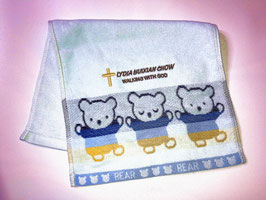 Little Bear Fashion Soft  Cotton Embroidery  Bath Towel 19.5 * 11 inches( Blue) 小熊时尚柔软纯棉刺绣浴巾 19.5* 11英寸（蓝色）