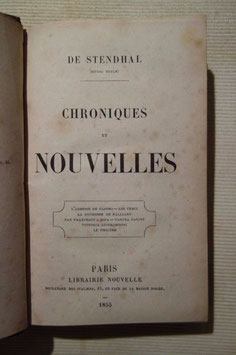 STENDHAL, Chroniques et nouvelles, Librairie Nouvelle, 1855