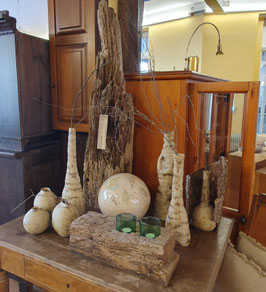 Holzbalken, Eiche, Altholz, Teelichthalter, 44 cmx 19 cm ( LxH)