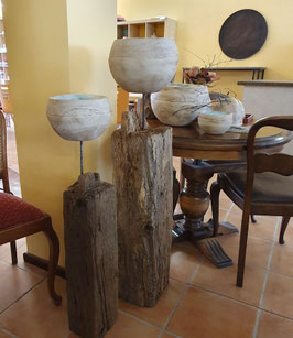 Holzbalken, Eiche, Altholz, mit Stahlstab für Dekorationen, 90cmx 17 cm ( HxB)