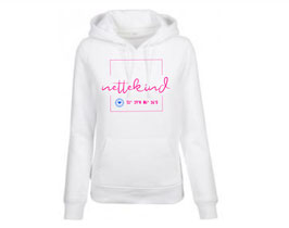 Damen Hoodie Premium white - neonpink