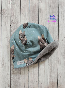 Mütze innen gefüttert Süsse Fledermaus mit baby ca. 47-49 cm