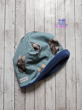 Mütze innen gefüttert Süsse Fledermaus mit baby, dunkelblau ca. 53-55