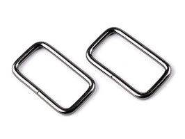 2x Schlaufe 25 mm schwarz-silber Schlaufen Rechteckring - 2 Stück - € 0,20/St. RE