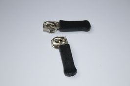 Zipper silber mit Griffgummi schwarz - 2 Stück (€ 0,50/St.) 5mm Schiene RESTMENGE