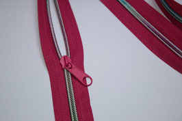 Reißverschluss 5 mm PINK  mit BUNTER Spirale Regenbogen-Schiene - 1 Meter + 2 St. Zipper in pink (EUR 2,10/Set) RESTMENGE