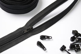 YKK Reißverschluss 3 mm !!! schwarz (€ 4,40/m) + Autolock-Zipper (€ 0,70/St.) ab 0,50 m