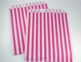 Papier-Tüten Streifen PINK gestreift 21x17 cm weiß -AB 10 Stück- Tüten aus Papier Tütchen f. Geschenke