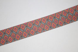 Schrägband Baumwolle orange grau pink mit Design 27 mm
