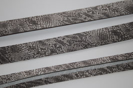Schrägband Schlangen-Design 20 mm vorgefalzt GRAU Reptil