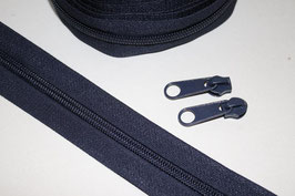 Reißverschluss 8 mm !! dunkelblau - 90 cm + 2 Zipper (€ 2,50/Set)