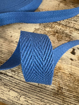 Gurtband uni Fischgrät Design Baumwolle 30 mm jeansblau