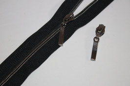 Reißverschluss Metall silber-schwarz inkl. Zipper (EUR 2,80/Set) 5 mm Schiene Metall-Optik