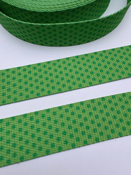 Gurtband 30 mm Punkte DOTS grün / grün - ca. 1mm stark