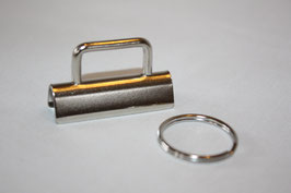 Schlüsselband Rohling 40 mm & Schlüsselring - silber - Metall Klemmschließe für Schlüsselanhänger - € 1,20/St.