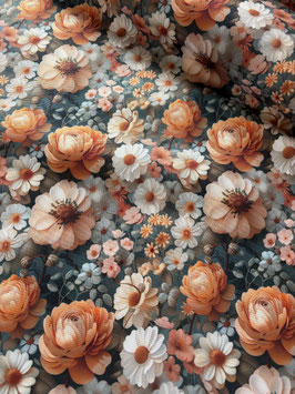 Flowing Bloom by Sarah Mariam | Floraler Oxford Stoff | Blumen Peach | wasserabweisender Taschenstoff