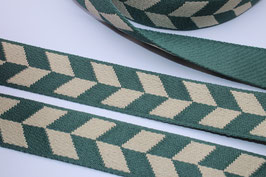 Gurtband 38 mm / 40 mm natur grün salbei Design Taschenband