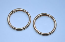 2x Rundkarabiner gold 40mm / 32 mm / 4 mm Taschenring Rund-Karabiner Ringkarabiner Schlüsselkarabiner - € 1,80/St.