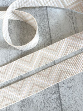 Gurtband 38 mm Geo-Muster Zickzack ecru / natur / beige / weiss