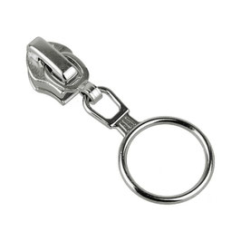 5x Zipper mit Ring silber (€ 0,60/St.) 5mm Schiene