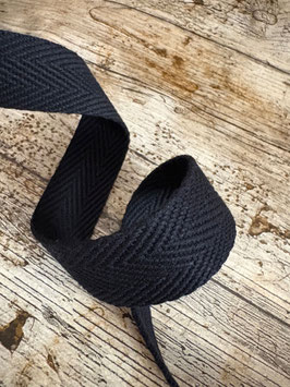 Gurtband uni Fischgrät Design Baumwolle 30 mm schwarz