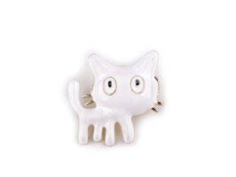 Brosche Katze Emaille weiss oder schwarz RE